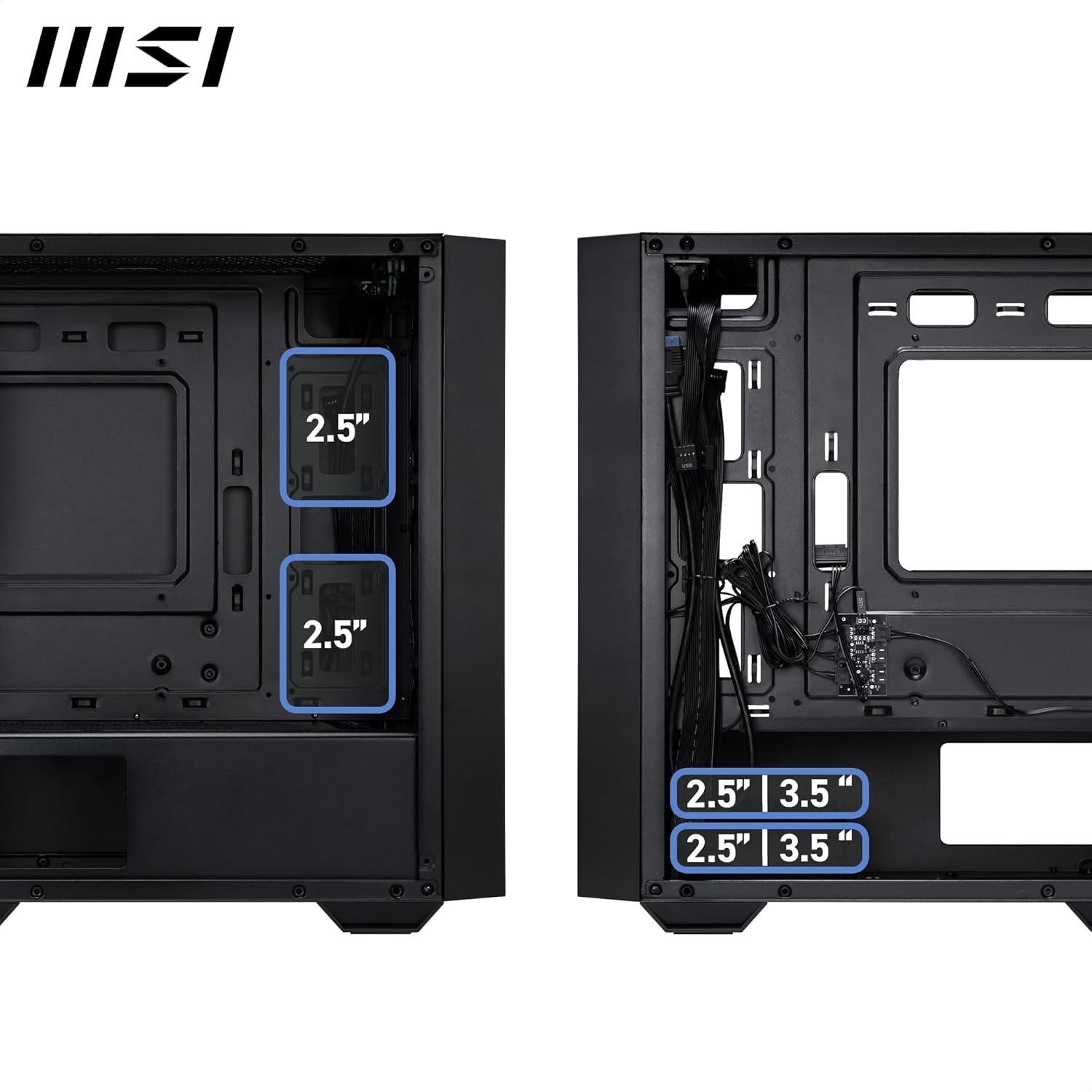 Cabinet MSI Chassis PRO FORGE M050A | M-ATX, Mini ITX Mini Tower Cabinet, Auto RGB Fan, Pre-Installed Fan Included, Dust Filters, Tempered Glass on Both Sides, Black