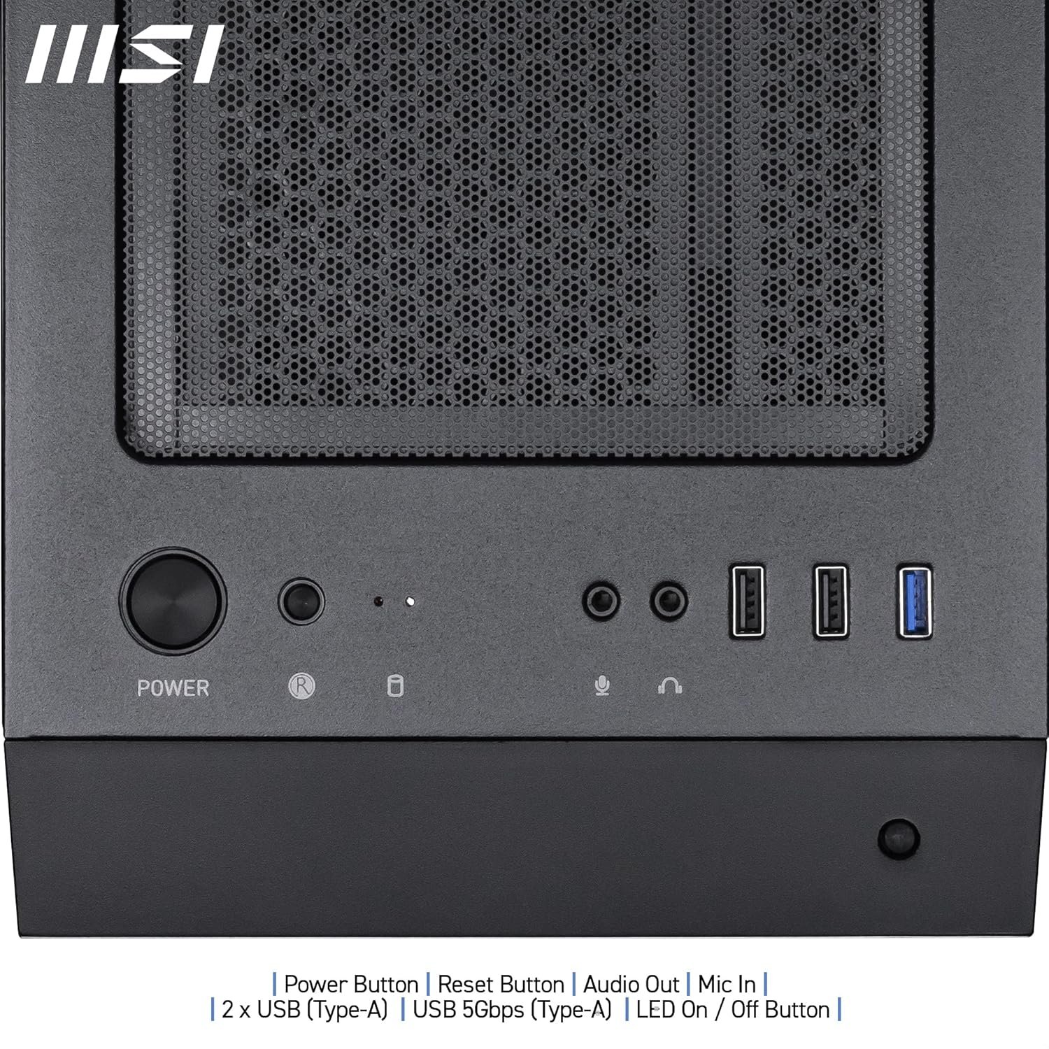 Cabinet MSI Chassis PRO FORGE M050A | M-ATX, Mini ITX Mini Tower Cabinet, Auto RGB Fan, Pre-Installed Fan Included, Dust Filters, Tempered Glass on Both Sides, Black