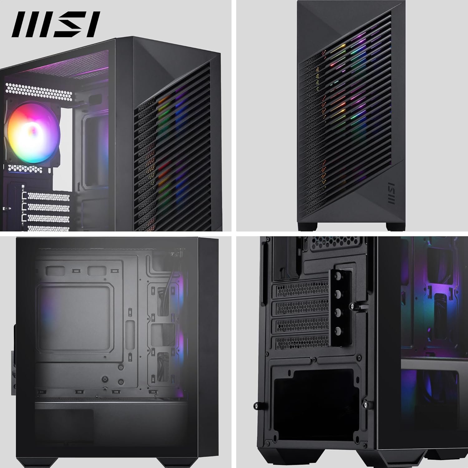 Cabinet MSI Chassis PRO FORGE M050A | M-ATX, Mini ITX Mini Tower Cabinet, Auto RGB Fan, Pre-Installed Fan Included, Dust Filters, Tempered Glass on Both Sides, Black