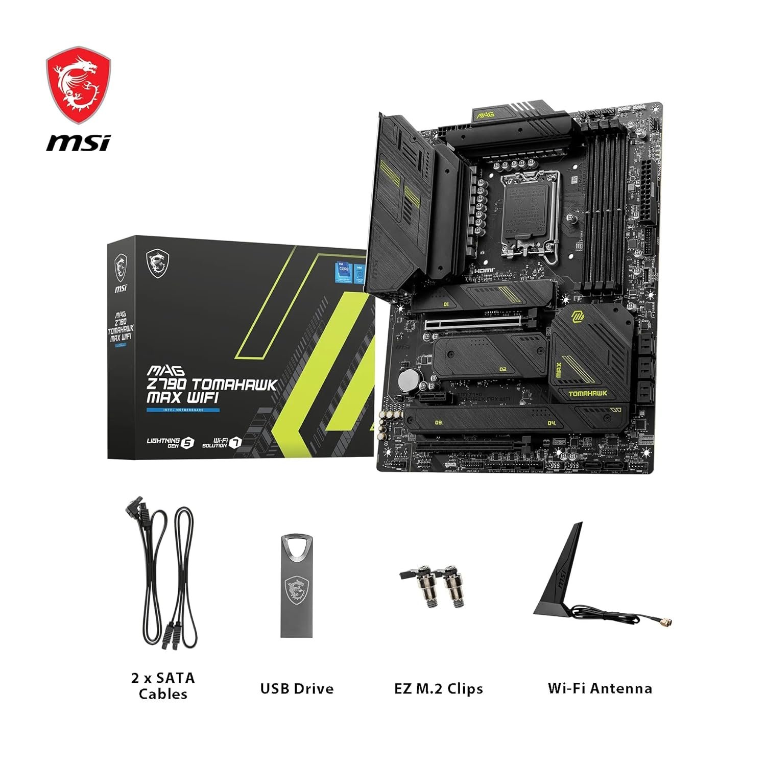 Motherboard MSI MAG Z790 TOMAHAWK MAX WIFI | Support Intel® Core™ 14th/ 13th/ 12th Gen Processors, Intel® Pentium® Gold & Celeron® Processors for LGA 1700 Socket, Supports DDR5 Memory, 7200+MHz/ OC, 1 x PCIe 5.0 x16, 1 x M.2 Gen5, 2.5G LAN, Wi-Fi 7, Black