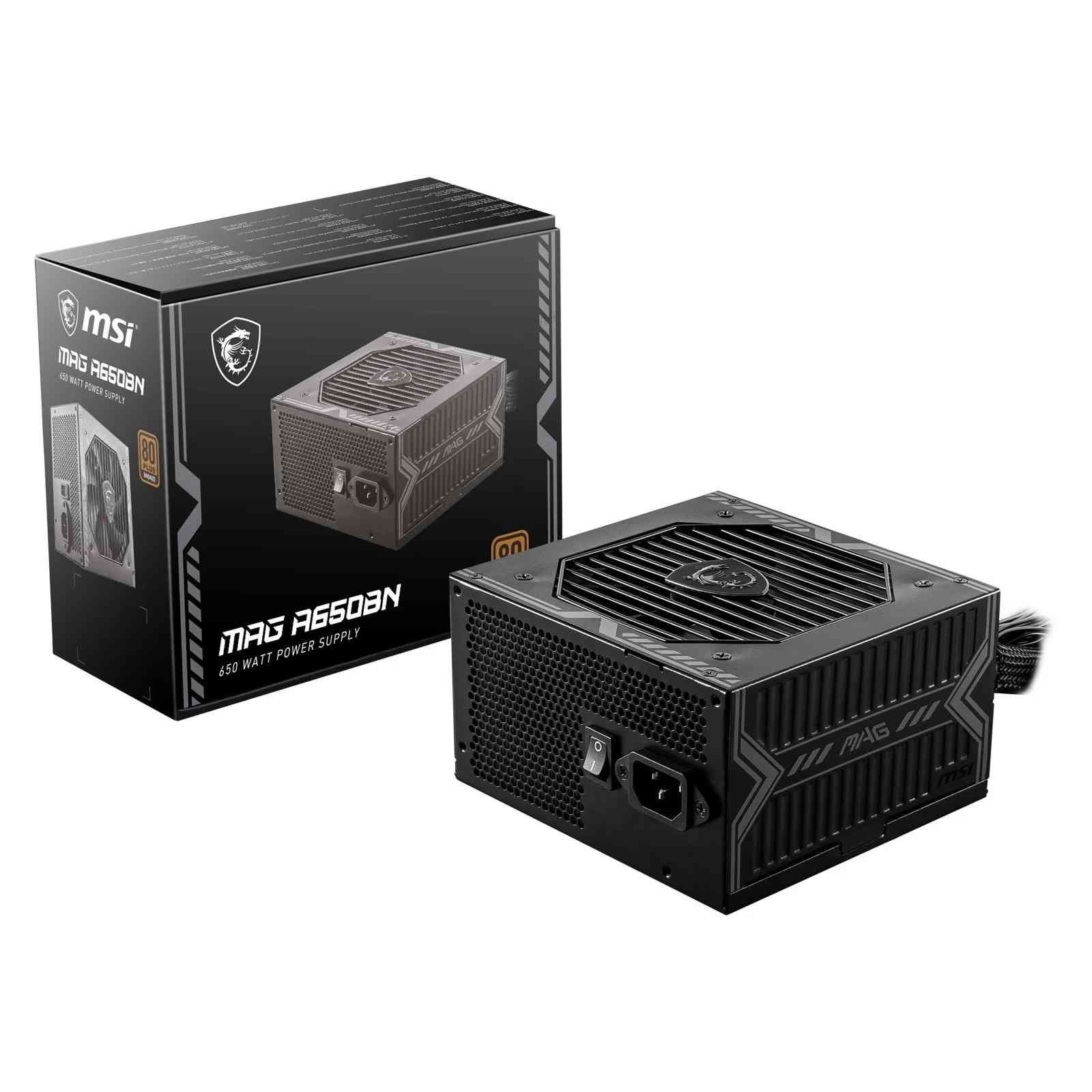 SMPS Power Supply MSI Gaming MAG A650BN | 650W, 80 Plus Bronze Certified, 12V Single Rail, DC to DC Circuit, 120mm Fan, Active PFC Design, Multiple Connectivity, For Gaming PC, Black