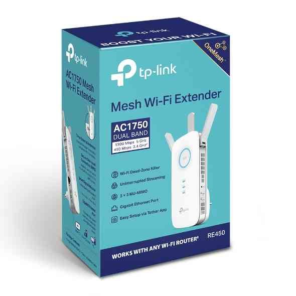 Range Extender TP-Link Archer RE450 | AC1750 Dual Band Wi-Fi Extender, Broadband, Wi-Fi Booster, Hotspot with 1 Gigabit Port & 3 External Antennas, Built-in Access Point Mode