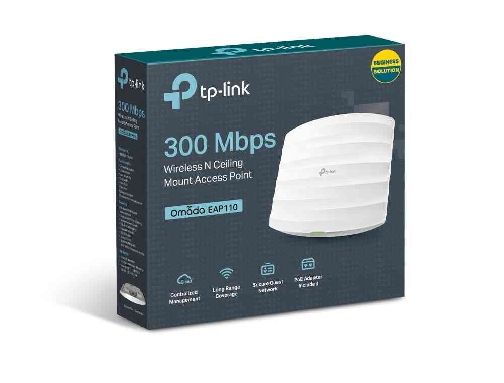 Net TP-Link EAP110 300Mbps Wireless N Ceiling Mount Access Point | Supports Passive PoE, Free PoE Injector, Long Range Coverage, Secure Guest Network, Centralized Management