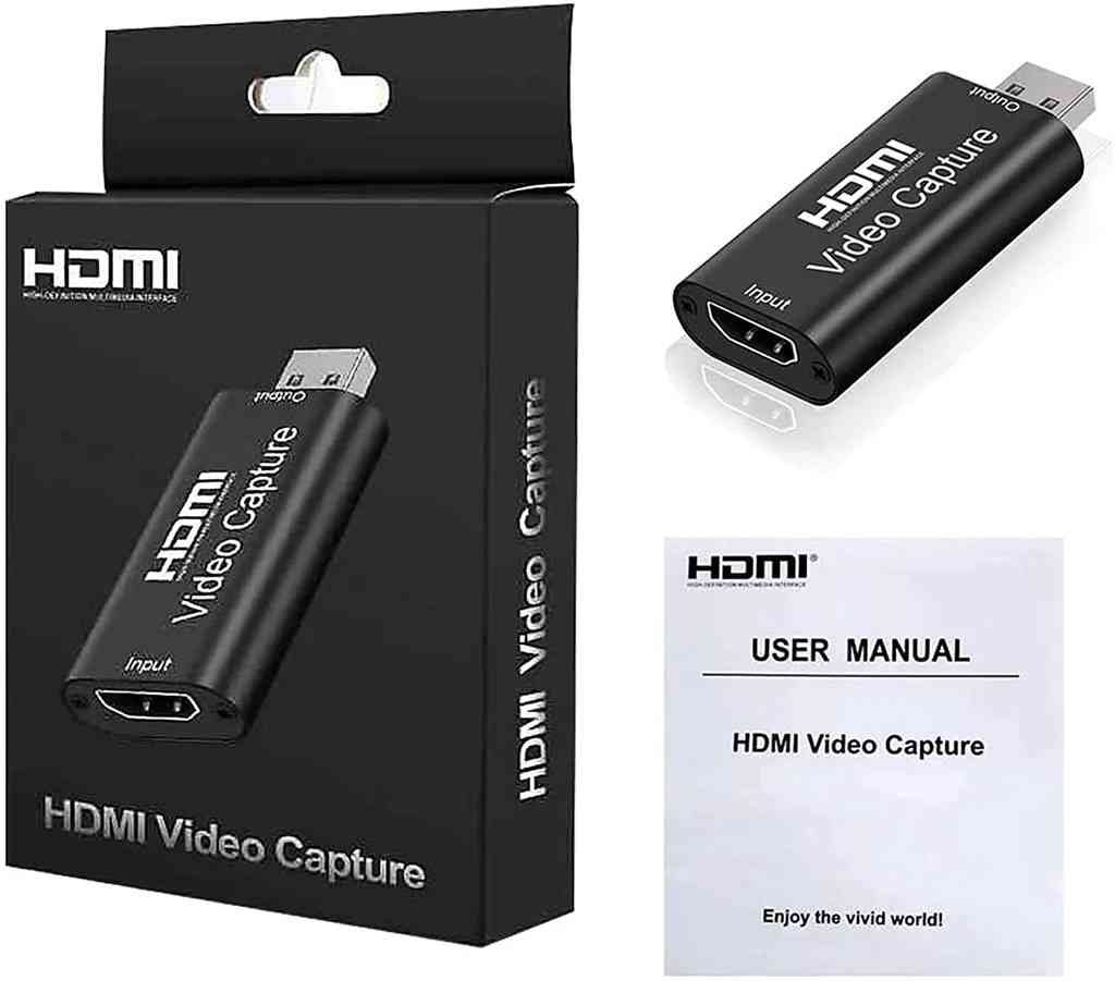 Video Capture Device HDMI to USB | USB 2.0 1080P HD Recorder Game/Video/Live Broadcasting Facebook Streaming Video Recording - Product Color Black