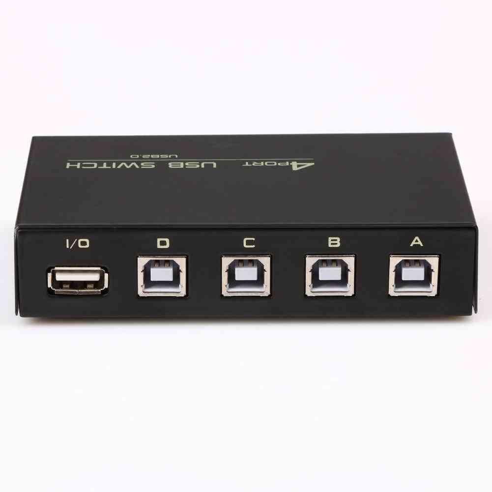 Switch USB Sharing 4 Ports USB 2.0 Selector Switch for PC Sharing 4port Switch Box, Used for Scanner Printers Projector Camera, Keyboard etc
