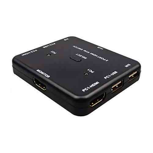 Switch KVM HDMI 2 Port Share 2 Computers CPU with One Monitor 2x1 USB, Supports UHD, 4K@30Hz, Supports Wire Keyboard and Mouse for Computer