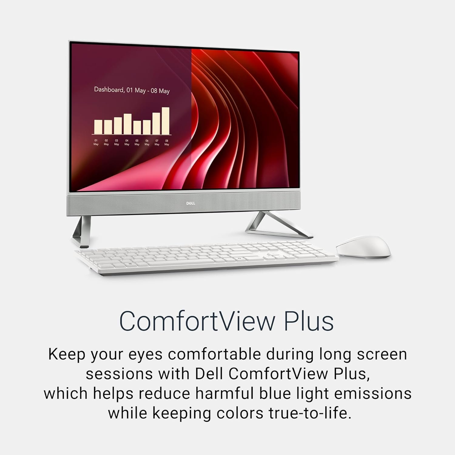 Desktop Dell AIO EC24250 OEC2425000201RINW3 | Intel Core 7-150U Processor, 16GB DDR5, 1TB SSD, Win11 + MSO 24 + M365, 1Yr McAfee, 23.8 Inch FHD Touch 5MP IR Tiltable Camera, Integrated, Wireless Keybd & Mouse, White