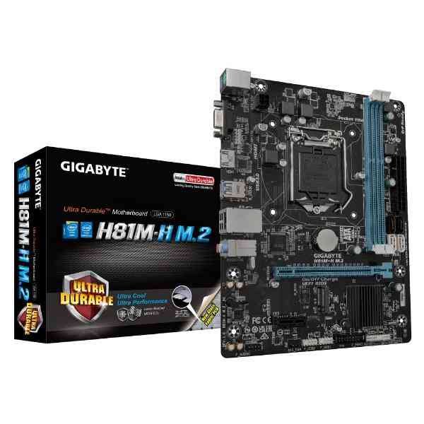 Motherboard Gigabyte H81M-H M.2 | Supports 4th Generation Intel® Core™ Processors, Supports DDR3, Intel LGA 1150 Socket, NVMe PCIe Gen2 x4 M.2 Connector, Black