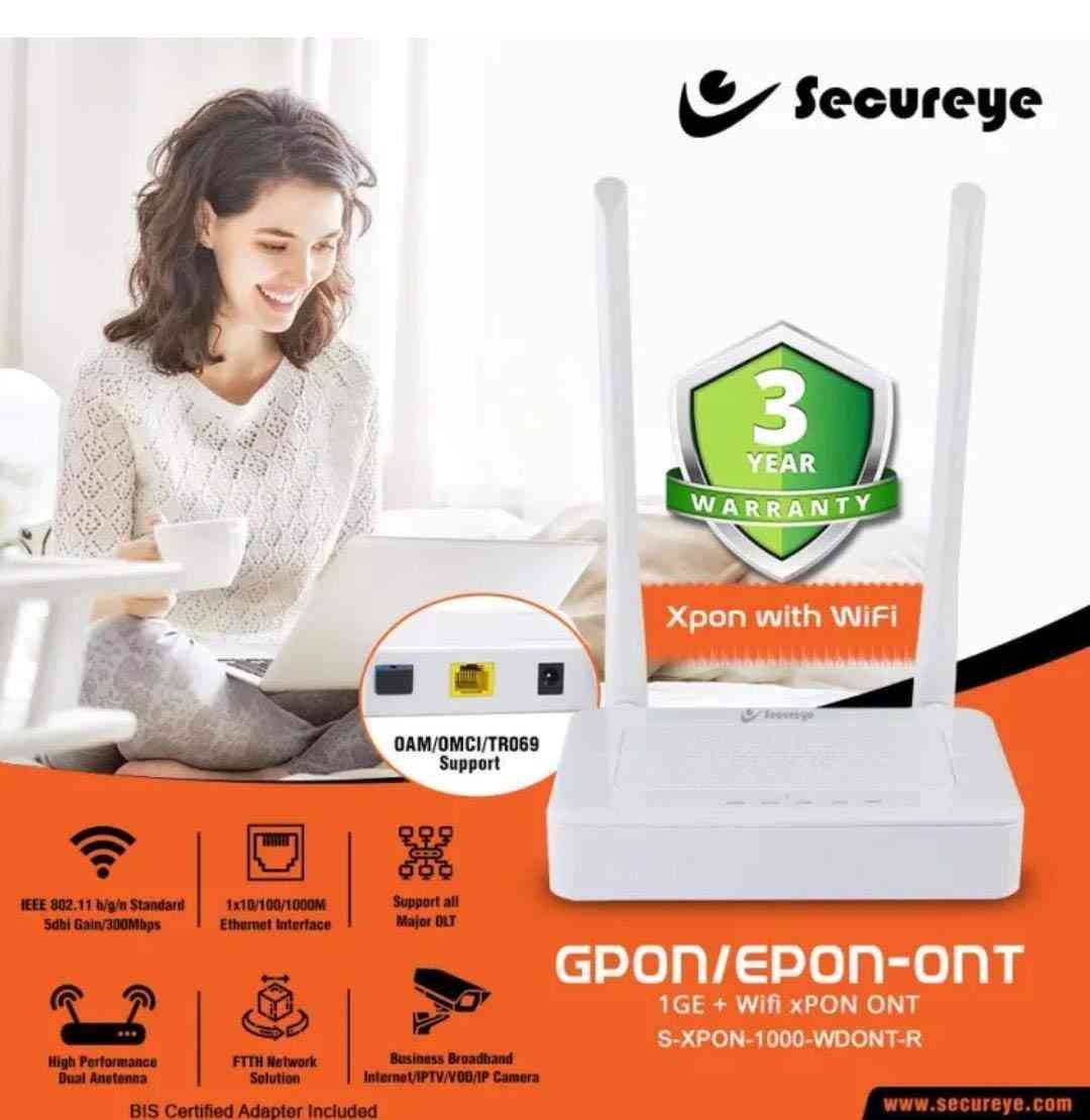 Net Secureye High Performance N300 Dual Anetenna GPON ONU/EPON-ONT 1GE + WiFi xPON Fibre Solution Router | S-XPON-1000-WDONT-R