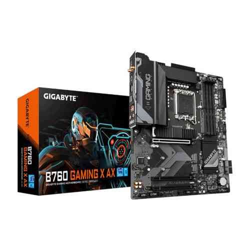 Motherboard Gigabyte B760 GAMING X AX | Supports Intel® Core™ 14th/ 13th /12th Processors, Support Dual Channel DDR5 4*DIMMs XMP Memory Module, 3*PCIe 4.0 x4 M.2 Connectors, Intel LGA 1700 Socket, Hybrid Fan Headers with FAN STOP, Black