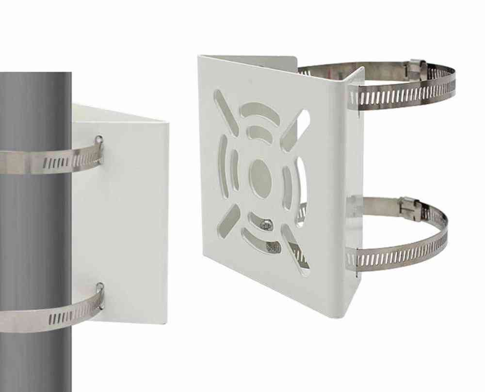 Stand CCTV PTZ Camera Pole Mounting Clamp/ Bracket With 2 Nos. 100 MM SS Loops, For CCTV Security Camera Indoor Outdoor Usage, Universal Compatible, White