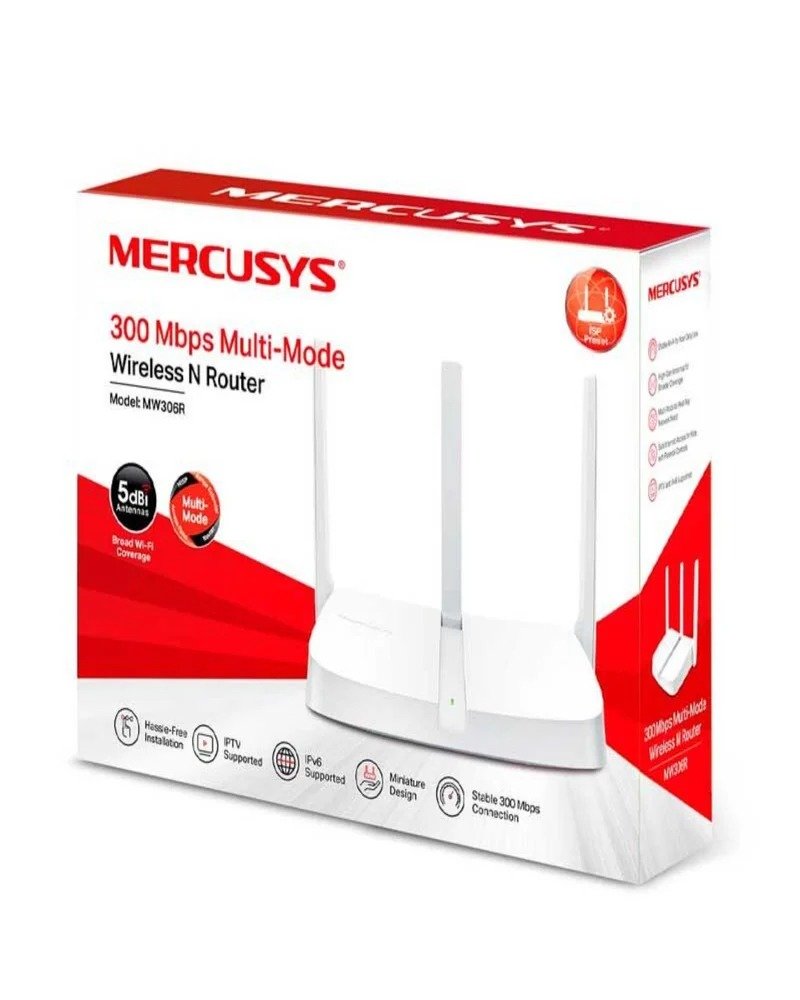 Router Mercusys MW306R | 300 Mbps Multi-Mode Wireless N Router, Stable Wi-Fi For Your Daily Use, Broader Coverage, Easy Installation, Active Parental Controls, IPTV & IPv6 Supported, White