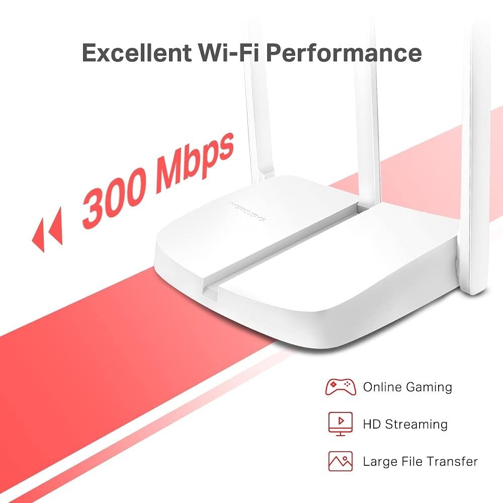Router Mercusys MW306R | 300 Mbps Multi-Mode Wireless N Router, Stable Wi-Fi For Your Daily Use, Broader Coverage, Easy Installation, Active Parental Controls, IPTV & IPv6 Supported, White
