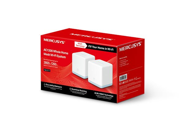 Whole Home Mesh Mercusys Halo S12 | AC1200 Whole Home Mesh Wi-Fi System, One Unified Network, Seamless Roaming, Whole-Home Coverage Upto 2800 ft, Ultra-High Performance, One-Tap Expansion, White (Pack of 2)