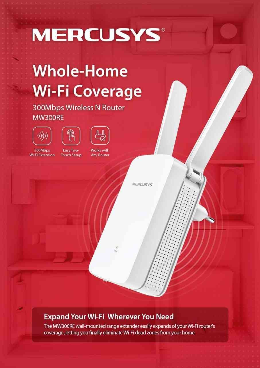 Range Extender Wireless Mercusys MW300RE | Wireless Repeater WiFi Booster, MIMO Technology, Three External Antennas, 300Mbps Speed