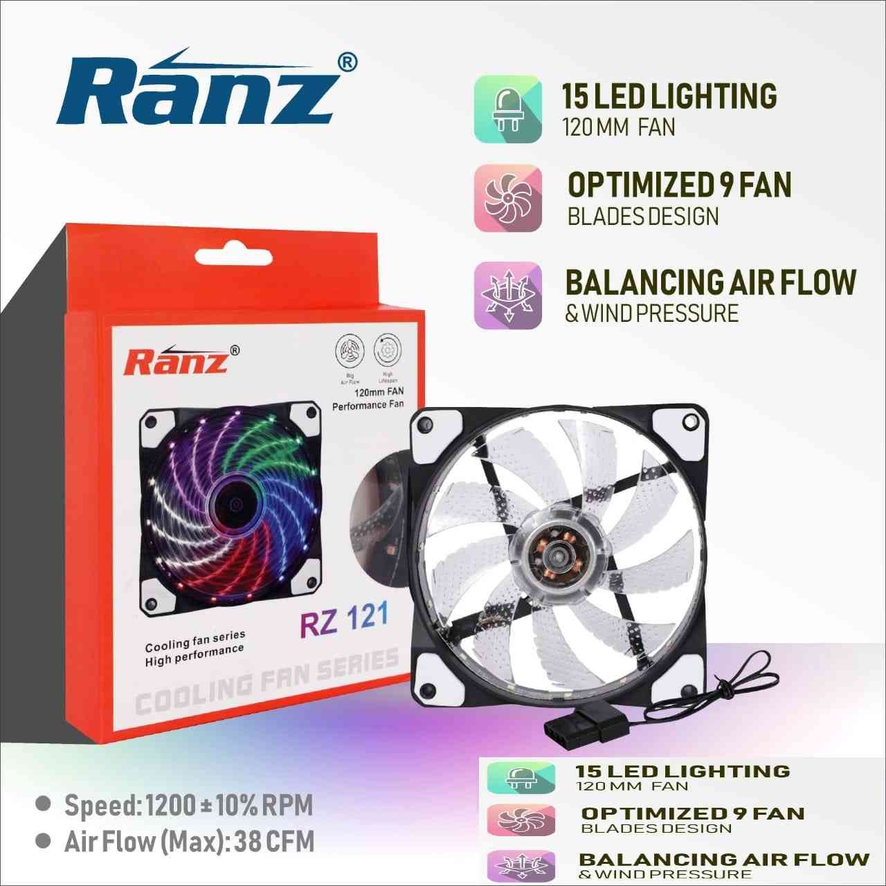 Cabinet Cooling fan Ranz RGB RZ121 | 200rpm, 12V DC, High Performance, 120x120x25mm