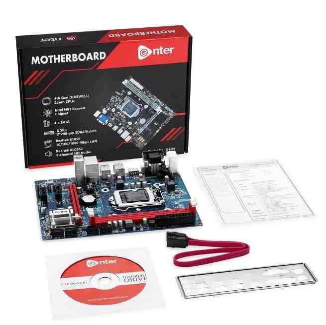 Motherboard Enter E-H81 | Supports Intel 4th Gen processor, Socket LGA1150, Intel H81 Chipset board with NVMe slot, Supports DDR3 RAM