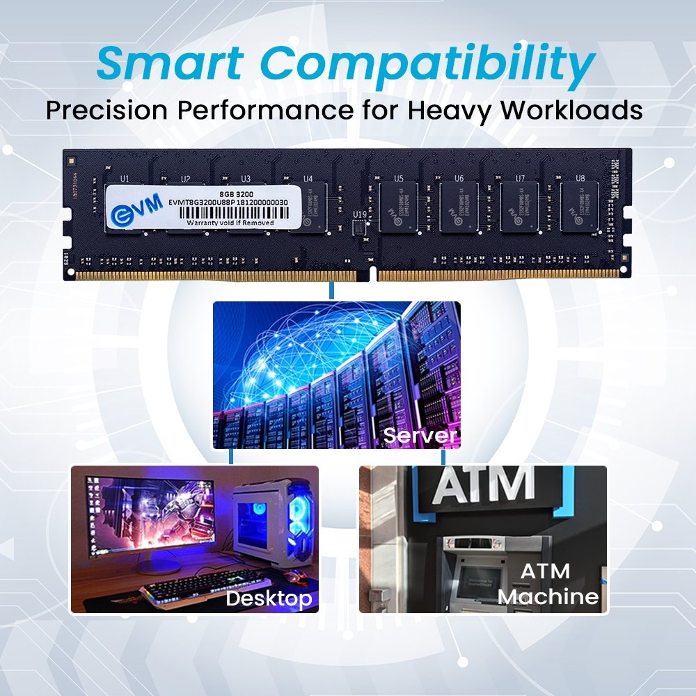 Ram EVM 8GB DDR4 3200MHZ Desktop EVMT8G3200U88P | Unleash Your System's Full Potential, Perfect for Gamers, Office Work