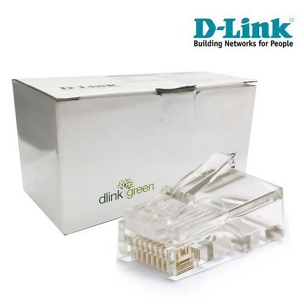 Connector D-LINK NPG-5E1TRA0 | RJ45 Gold Plated Copper Pin (Pack of 100 Connectors) Unshielded Plug CAT5 CAT 6 RJ-45 Lan Connector
