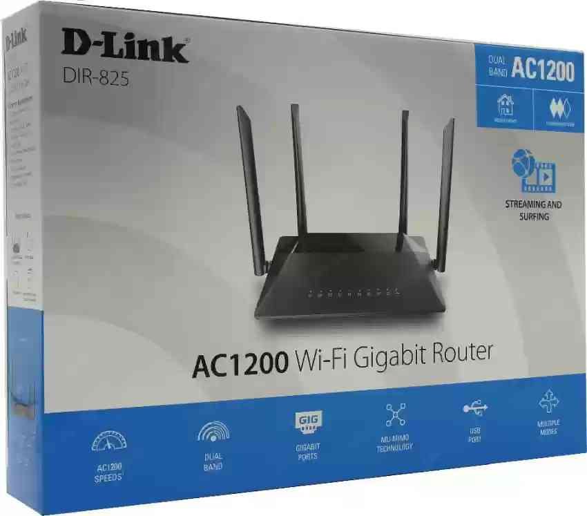Router D-Link DIR-825 | 1200Mbps Dual Band Wi-Fi Router, Fast & Reliable Speeds, 2.4 GHz Up to 300Mbps & 5 GHz Up to 867Mbps, Gigabit Ethernet Ports, High , Easy Setup, Black