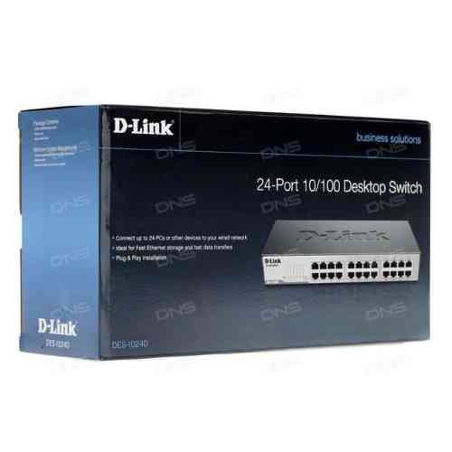 Switch D-Link DES-1024 | 24Port 10 / 100Mbps Unmanaged Switch, Connect up to eight Ethernet devices for high-speed network connections, Colour: Black