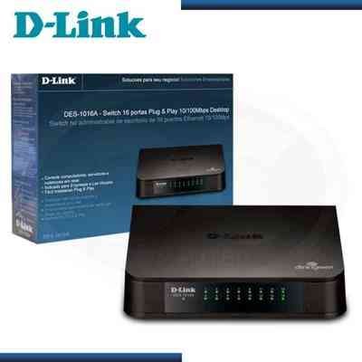 Switch D-Link DES-1016 | 16Port 10 / 100Mbps Unmanaged Switch, Connect up to eight Ethernet devices for high-speed network connections, Colour: Black