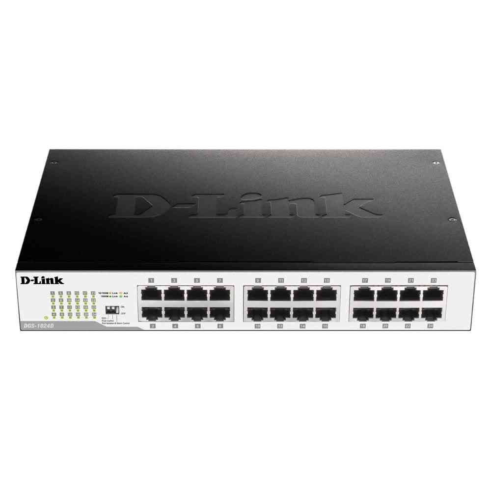 Switch D-Link DGS-1024 | 24Port Gigabit 10 / 100 / 1000 Unmanaged Desktop Switch , Increase the speed of your network server and backbone connections | Colour:- Grey