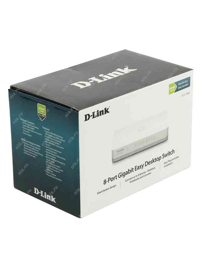 Switch D-Link DGS-1008 | 8Port Gigabit 10 / 100 / 1000Mbps Unmanaged Desktop Switch, Light & Compact design, fits into any decor | Colour:- White