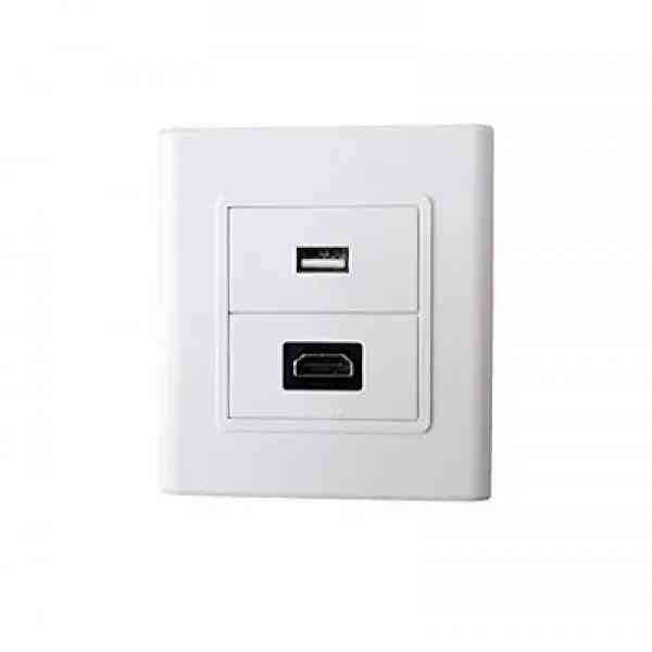 Networking Face Plate Multybyte MB-FPHU | HDMI + USB Ports, Supports High Resolution Display Upto 1080p With High Stability, White