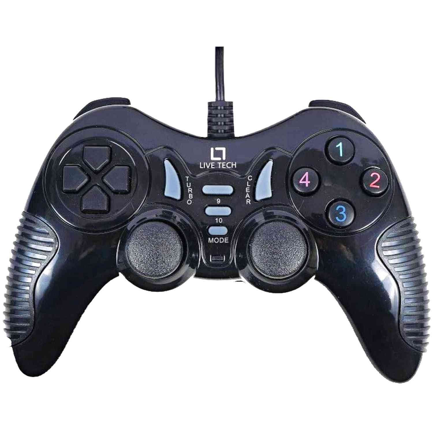 Cable GamePad Live Tech Rage Wired USB Gamepad | Advanced Motor, New 3D Dual Vibration Turbo, Clear Buttons, 1.8M Cable, Black