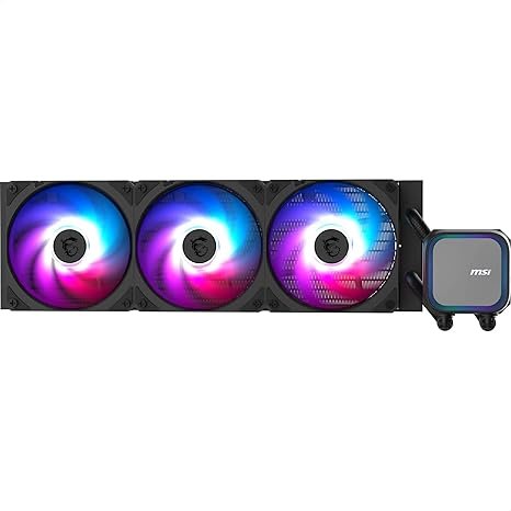 CPU Liquid Cooler MSI MAG Coreliquid A13 360 | AIO Liquid Cooler, 360 Radiator, 3 x 120mm ARGB Fans, Intel 1151 / 1200 / 2066, AMD AM4 / TR4 / sTR4, Full CPU Coverage, Improved Water Channel Design, Black