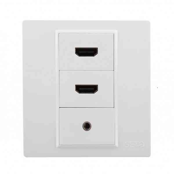 Networking Face Plate Multybyte MB-FPHHA | HDMI + HDMI+ AUX, Supports High Resolution Display Upto 1080p With High Stability, White