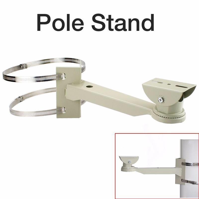 CCTV Camera Case Housing 5015 Heavy Pole Mounting Stand / Bracket (1 Feet) With Steel Looping Ring with 200 MM Diameter, White