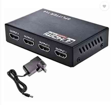 Splitter Ranz 4 Port (1 input 4 output) HDMI Splitter 1080P Hub Repeater with Adapter