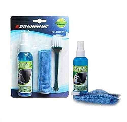 Screen Cleaning Kit Spincart FH-HB021 | 3 in 1 Screen Cleaning Kit with Brush & Micro Cloth for PC, Laptops, LCD, LED, Mobiles & TV (80ML)