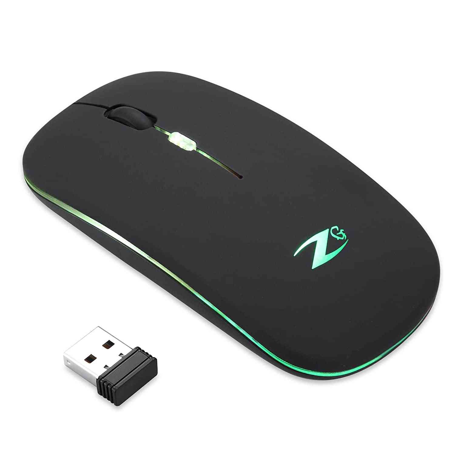 Mouse Zoook Blade Wireless ZK-BLADE-B | Rechargeable 7 Colour mice/ RGB Breathing Lights/ 3 DPI Levels/ Auto Shut Down/ Silent Click Technology/ 600 Mah Battery/ Light Weight/ Plug and Play (Black)