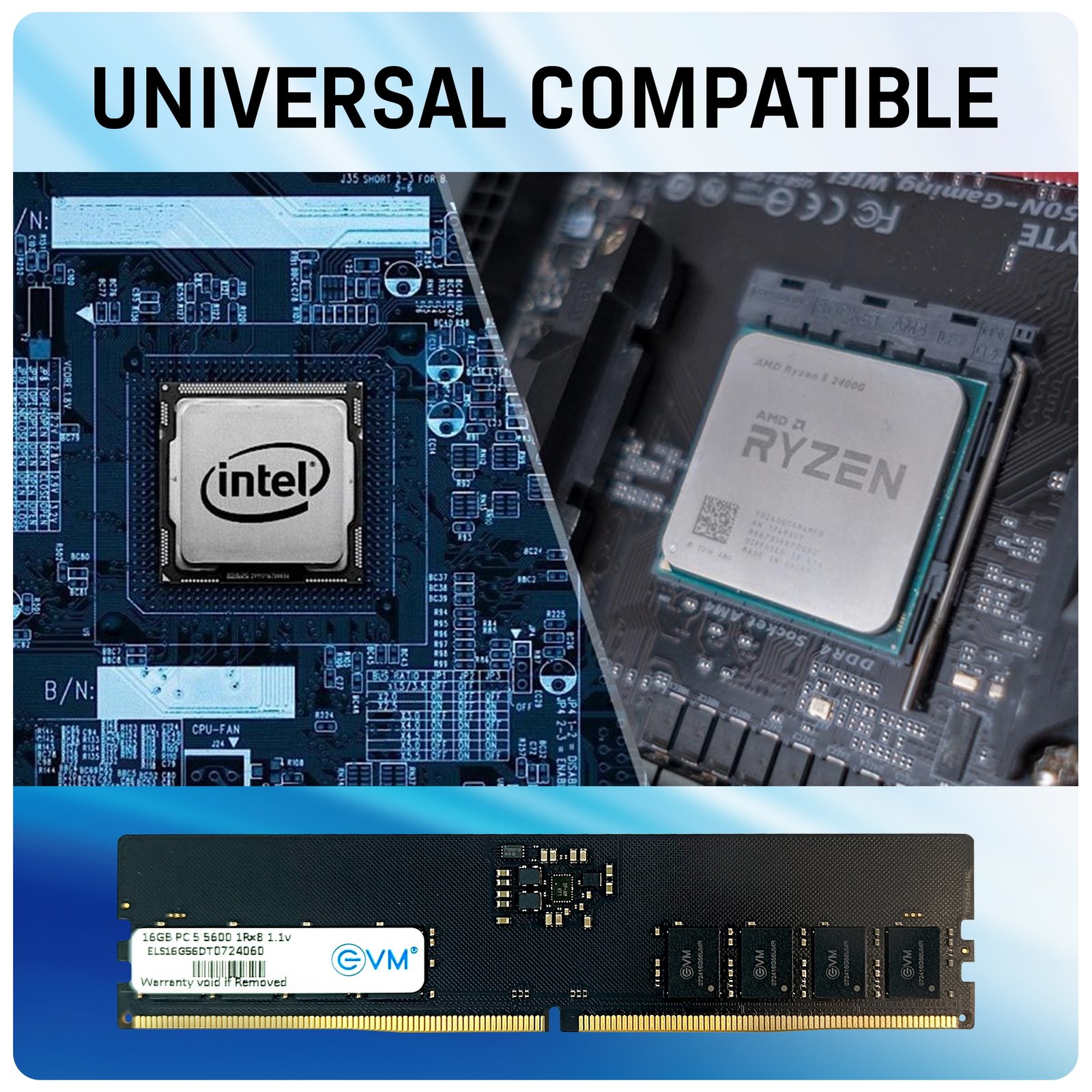 Ram EVM 16GB DDR5 5600MHZ Desktop EVMT16G5600U88P | High Speed Performance, Ideal For Gaming & Editing, Compatible With Intel, AMD & Mac Systems