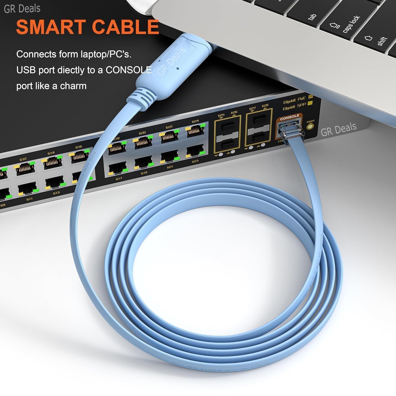 Cable USB to RJ45, Console Cable Compatible with Routers/Switches for Laptops in Windows