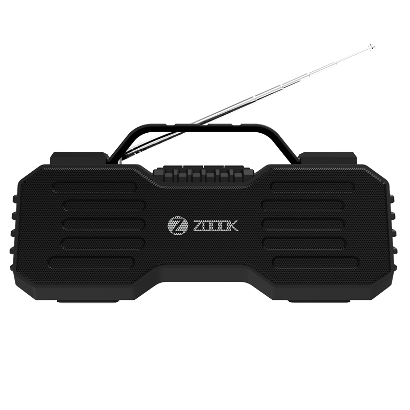 Speaker Zoook Rocker Boombox Atom | Bluetooth Speaker / Designed for Great FM / 10 Watts / TWS / USB / TF / AUX / Rechargeable Battery / Thumping bass / Portable / Wireless / Dual Drivers / handsfree Calling (Black)