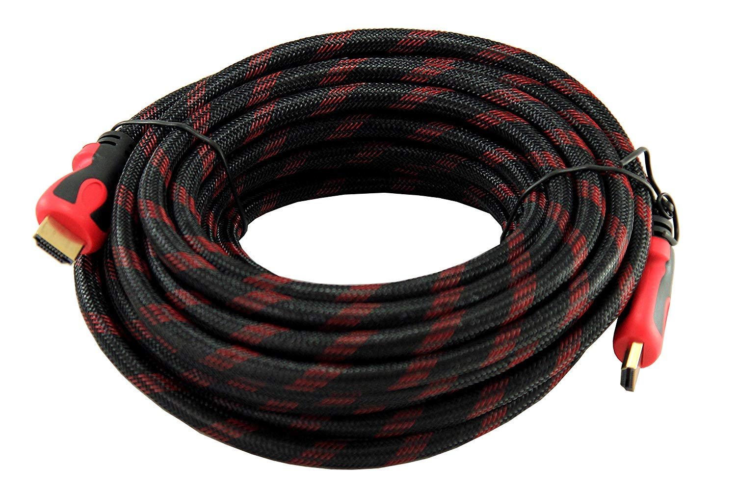 Cable Haze HDMI Male to HDMI Male Nylon shielded PVC 20mtr cCable, UHD 1080p 60Hz, Supports 3D Format HDR 2.2-18Gbps, Compatible With Computer, Laptop, TV, Black & Red