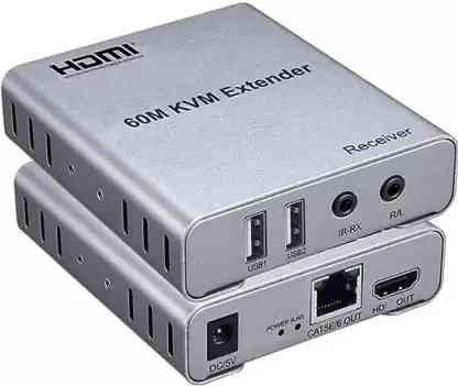 Extender Haze 60mtr HDMI KVM Audio Output, Support highest video resolution 1080p/60Hz, 60M long distance transmission, IR Control Support USB Mouse & Keyboard Extension Over cat5e cat6 Cable, 60M HDMI KVM Extender Video Resolution up to 1080p
