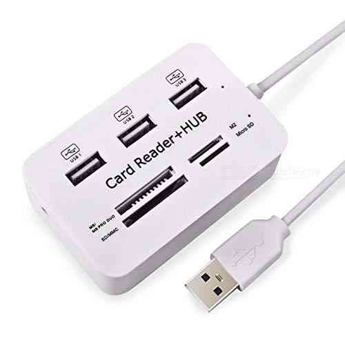 Card Reader + 3 Port USB 2.0 Hub (Combo) Ranz | Ultra Fast Speed for Pendrives / Cameras / Mobiles / PC / Laptop / Notebook / Tablet, Docking station, MS/MS pro Duo / SD / MMC / M2 / Micro SD support