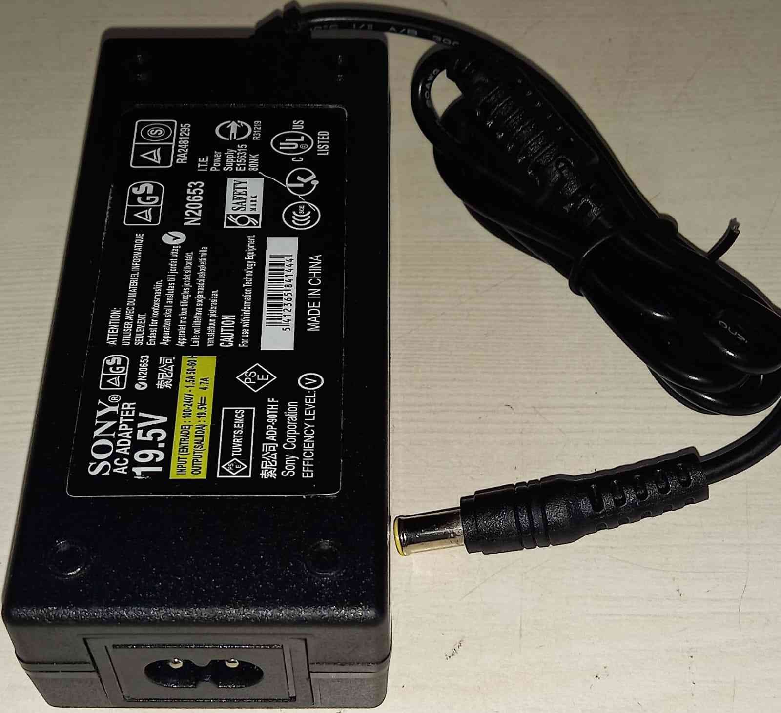 Power Adapter Sony 19.5V 3.9AMP AC Adapter | Output Voltage 19.5 Volts, Input Voltage 240 Volts (Power Cord Not Included) Black