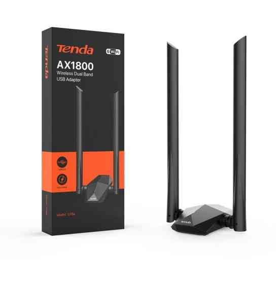 Adapter Tenda U18a AX1800 Wi-Fi 6 Dual-Band Powerful Signal USB 3.0 Adapter with High-Gain 5dBi Antennas MU-MIMO 1800Mbps for PC/Desktop/Laptop, Supports Windows 11 & 10 Only (Black)