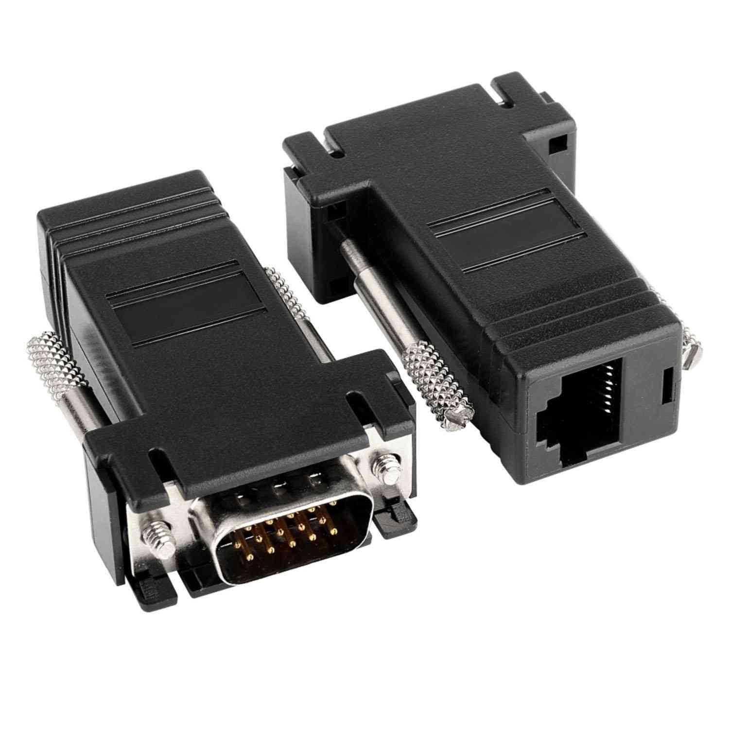 Extender VGA 30M | VGA Male to RJ45 Female Extender, VGA Male to LAN CAT5, CAT6, RJ45 Ethernet Adapter (Pair), Black