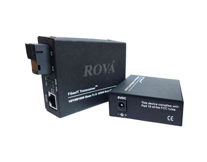 Media Converter Rova GMC-10001-20KM | Gigabit 10 / 100 / 1000Mbps | Ethernet to Fiber 10/100/1000Mbps RJ45 To 1000Base-Lx SMSF up to 20 Kms (Pair)