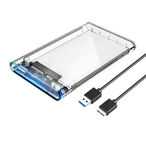 Casing Ranz SATA External 2.5 Inch RZ2535 | USB 3.0 enclosure for Notebook | Desktop | Mac | Transparent chassis, Tool - Free Installation, Plug & Play | Supports 4tb 2.5 inch hard drive