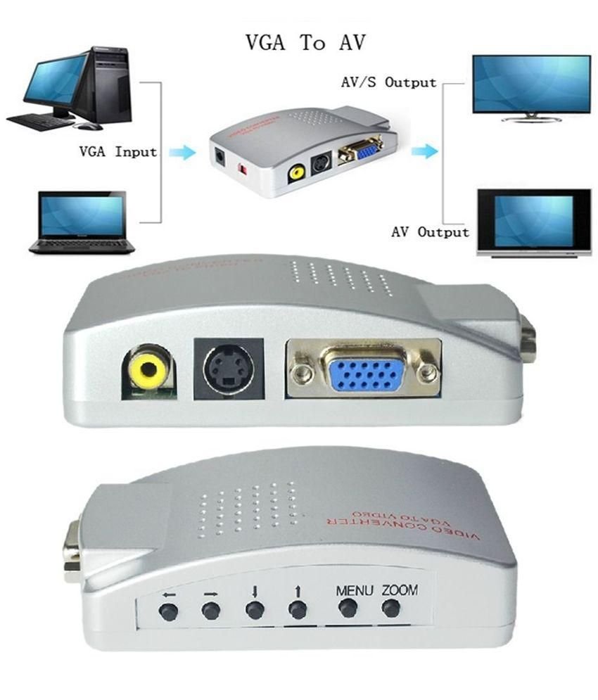 Converter Ranz VGA to Video TV AV Composite RCA S-Video Conversion Box Adapter for Computer Laptop