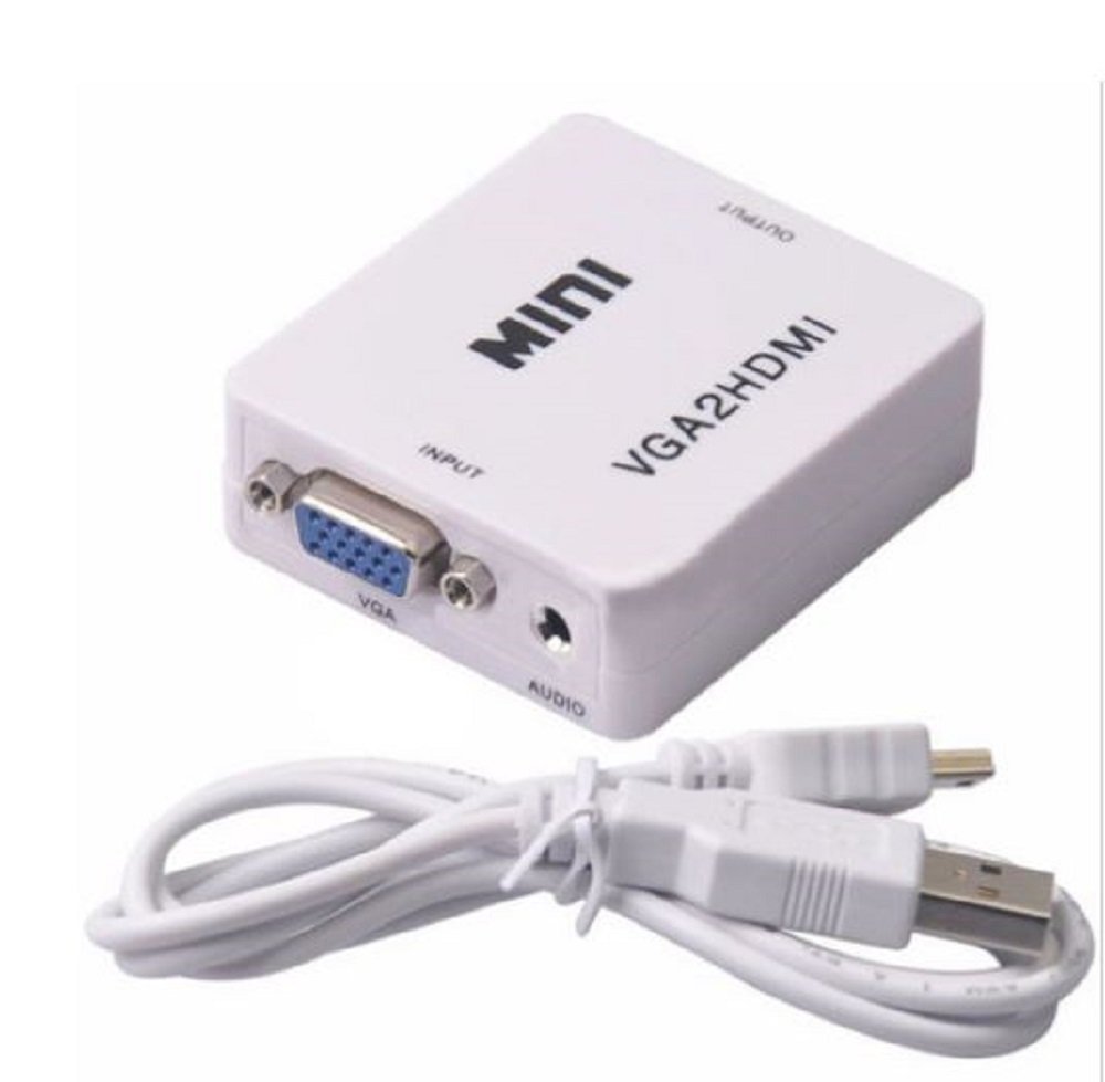 Convertor Ranz VGA to HDMI, Mini HD 1080P 3.5mm Audio VGA to HDMI HD HDTV Video Converter Box Adapter VGA2HDMI for PC Laptop Display Projector