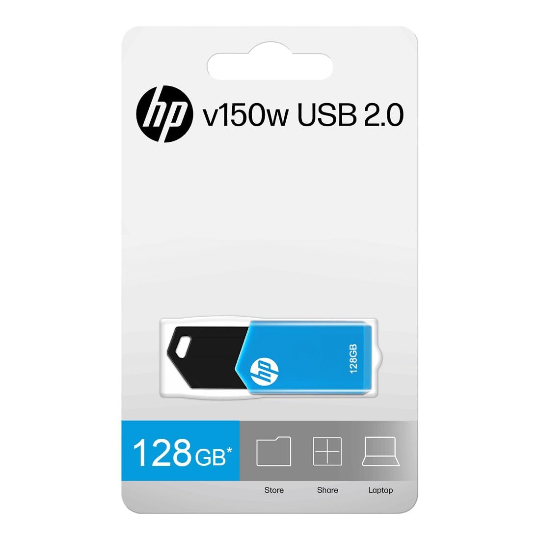 Pendrive HP 128GB USB 2.0 v150w MM-USBB128GB-150W Flash Drive | Compatible With Netbook, Desktop Computer, Laptop, Blue